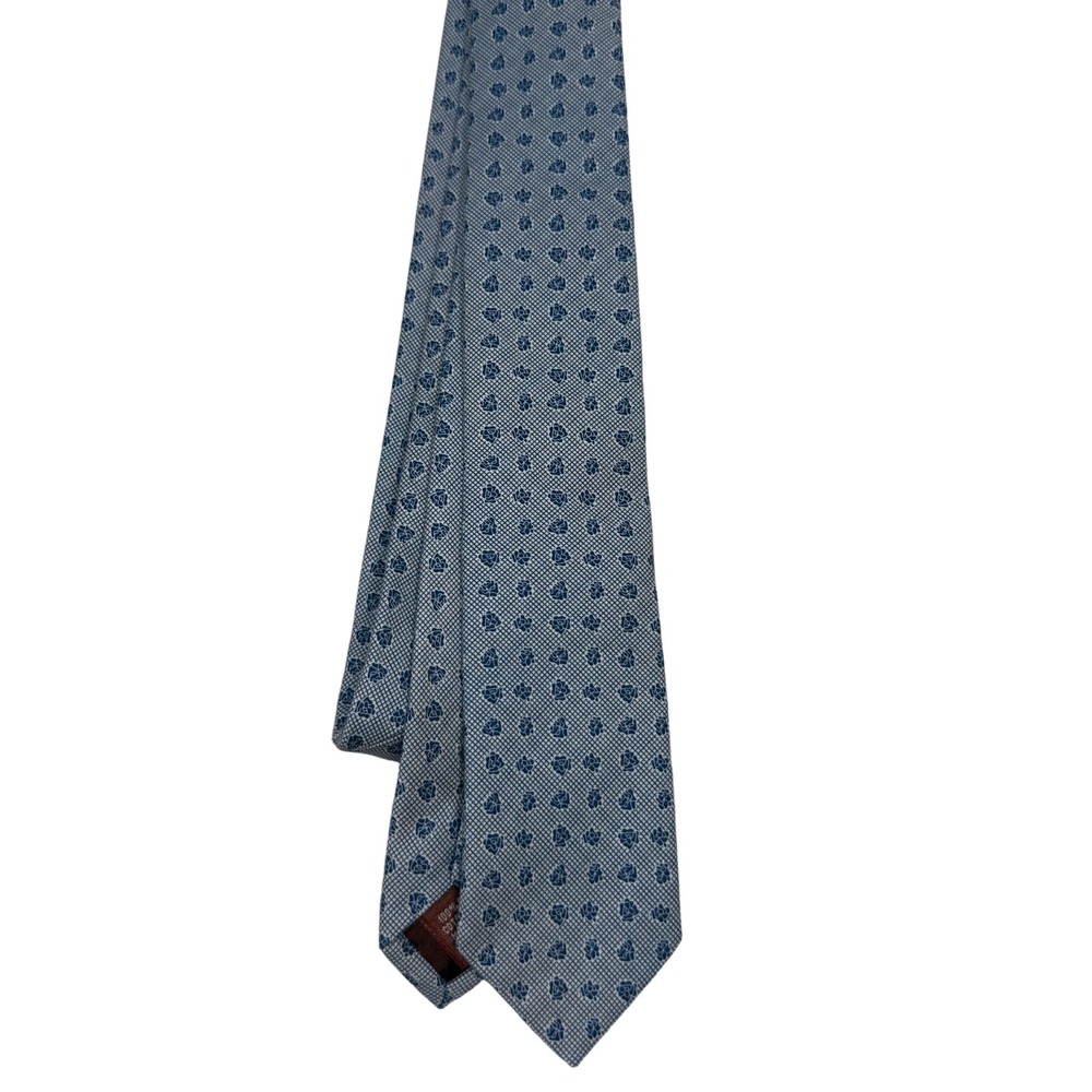 Original Penguin Necktie OS Mens Blue/White Cotton Grid Floral Pattern